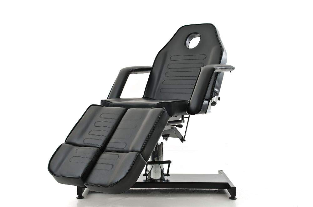 CLP Kosmetikliege SPLIT, Fußteil geteilt, Armlehnen abnehmbar, höhenverstellbar 60-75 cm, auch als Massageliege nutzbar Schwarz