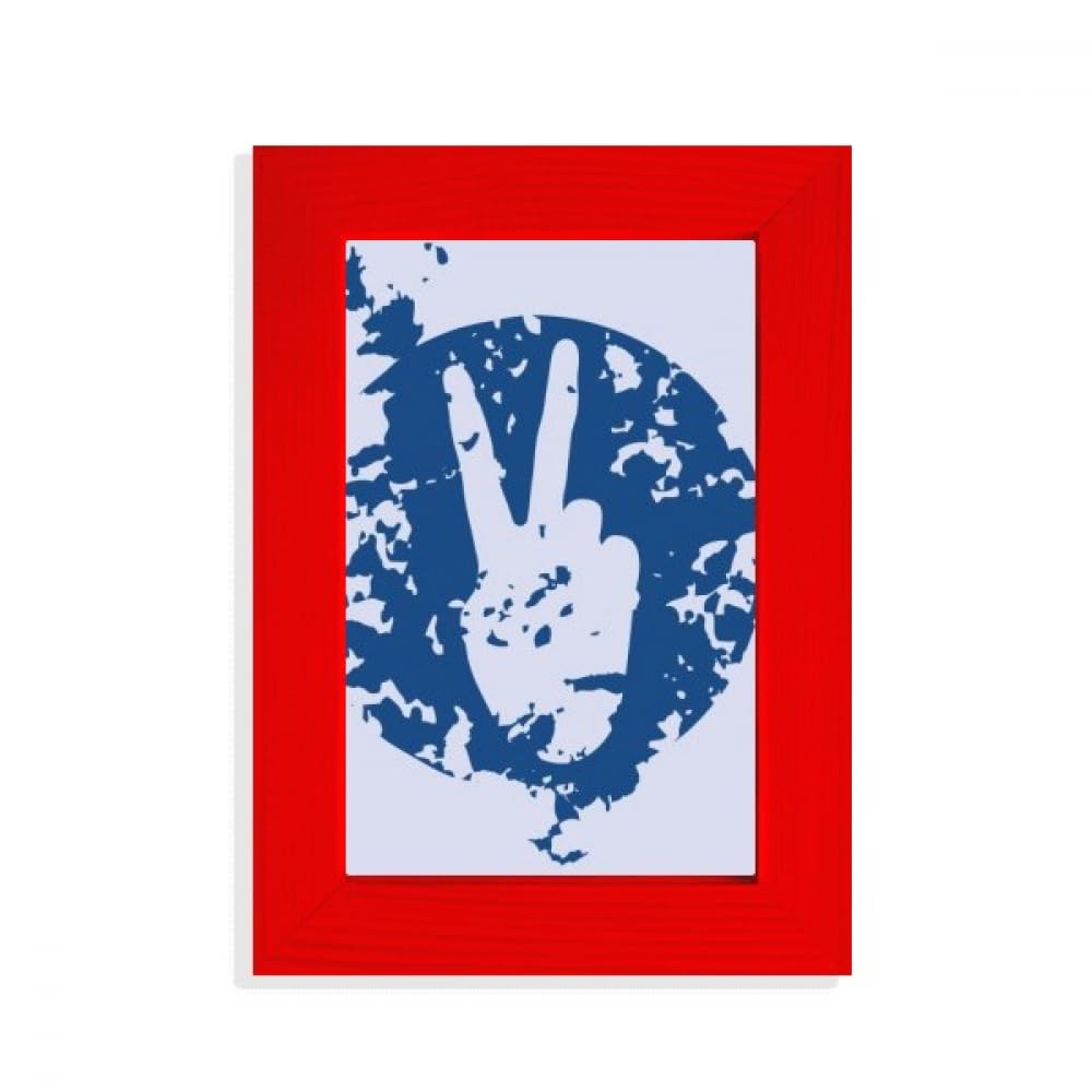 Cadre photo rouge design avec motif victoire bleu pour décoration d'intérieur moderne et originale
