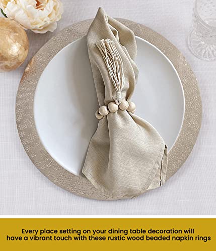 Lebejua Handmade Napkin Ring With Wood Beads & Jute Twine - Affordable Rustic Wooden Napkin Ring Holder For Table Decoration | Boho Style Farmhouse Napkin Rings | Napkin Rings Set Of 6 #TOP4