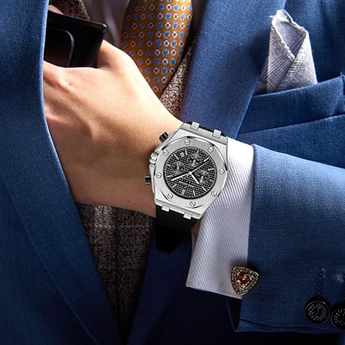 Image of Daniel Hechter Paris Tuileries Collection Multifunctional Watch for Men with Textured Octagone Dial and Silicon Strap-DHM1005