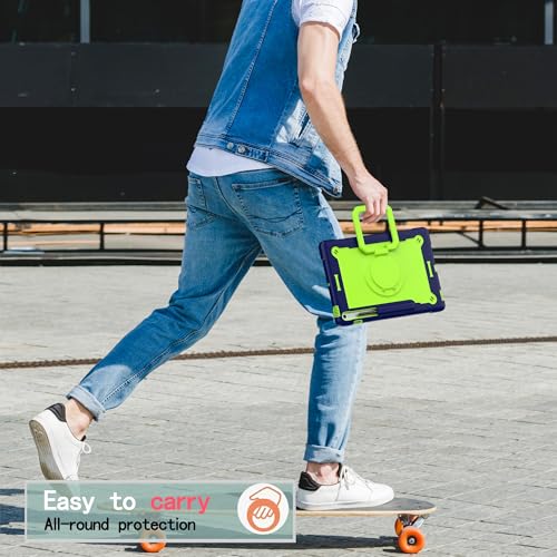 Image of Case for Samsung Galaxy Tab S10 FE+ /S10 FE Plus 13.1 Inch 2025 Released - Heavy Duty Impact Resistant Case Cover with Rotating Ring Stand (Navy Blue /Green)