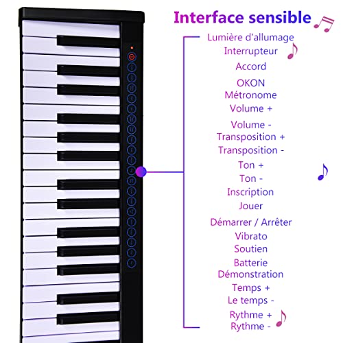 GOPLUS Clavier Électronique de 88 touches/128 timbres/128 rythmes/bluetooth, Piano Numérique Transportable avec Pédales… - Les Beatles, Paul McCartney, John Lennon, RIngo Starr, George Harrison GOPLUS Clavier Électronique de 88 touches/128 timbres/128 rythmes/bluetooth, Piano Numérique Transportable avec Pédales… – Image 7