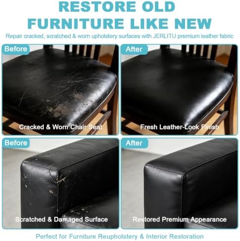 Black Faux Leather Fabric 118"Γ55" Smooth Grain Upholstery Vinyl - 4