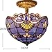 WERFACTORY Tiffany Ceiling Light Fixture Blue Purple Baroque Stained Glass Semi Flush Mount Lamp Wide 12 Inch, Height 11 Inch S003C Series