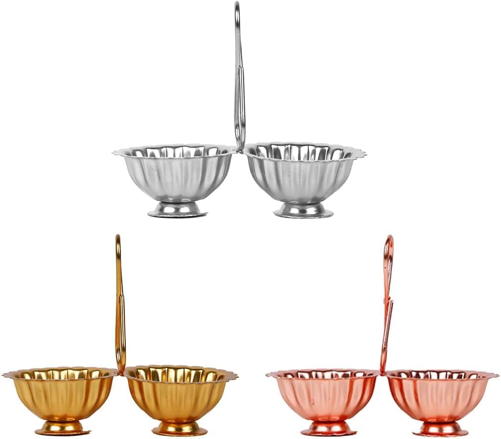 Shubhkart Women's Assorted, Pack Of 3 Assorted Haldi Kumkum Holder Set, Pack Of 3, Ideal For Puja, Office And Home Décor, Festive Return Gifts For