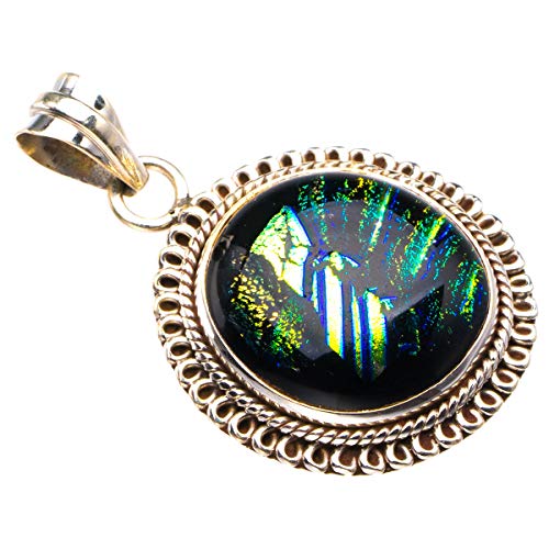 Pendentif verre dichroïque magique en argent 925 : le cadeau vintage idéal fait main