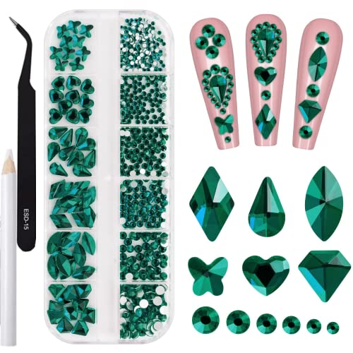 Aretes, Home Bluemega Diamantes De Imitación Para Uñas Arte De Uñas Gemas Artesanía Cristales Decoraciones De Vidrio Set Con Lápiz Selector Y Pinzas Diamantes De...