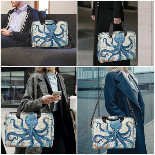 Maletín laptop azul retro océano pulpo 13-16 pulg miniatura 2