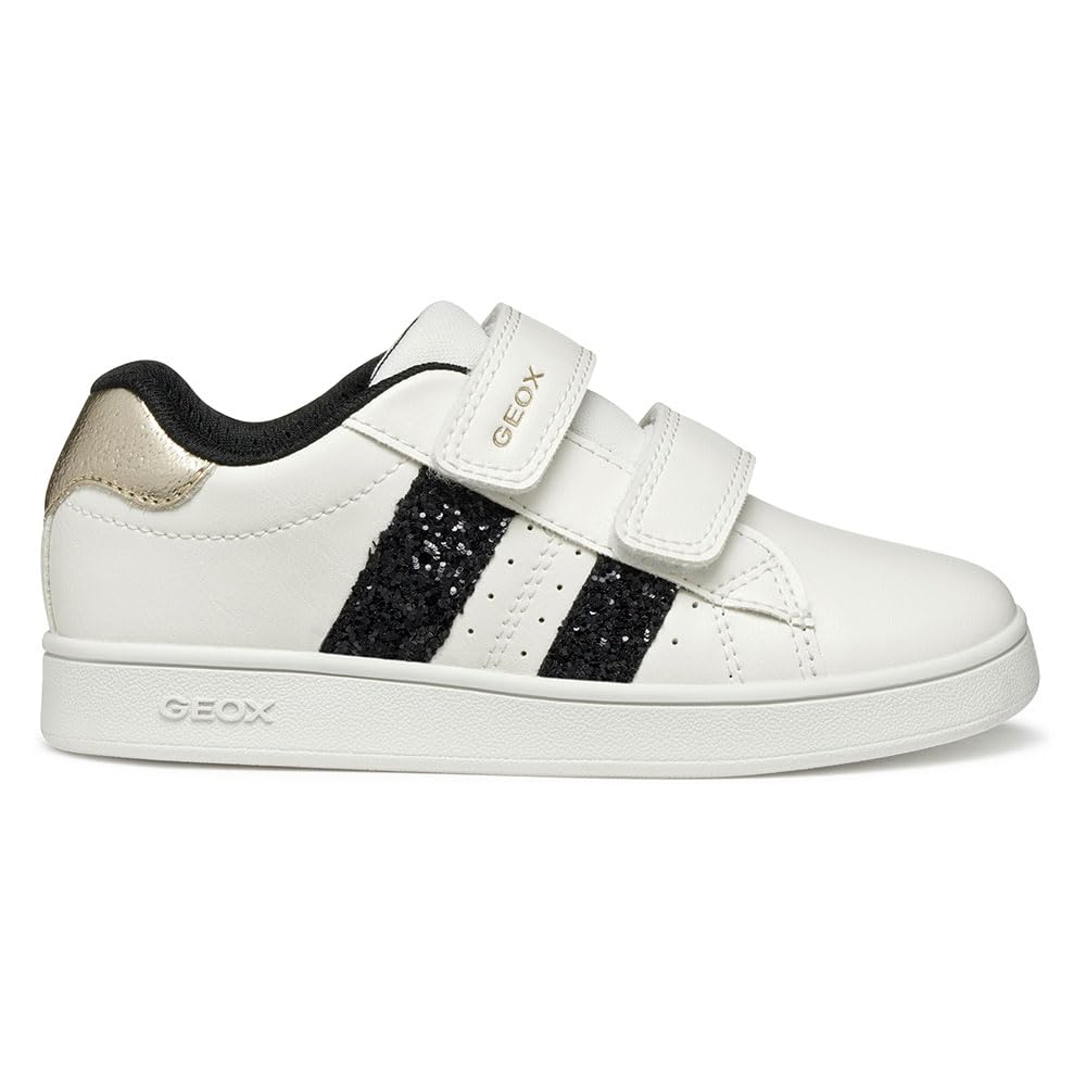 Geox J ECLYPER Girl Sneaker, Off White/Black, 1.5 UK