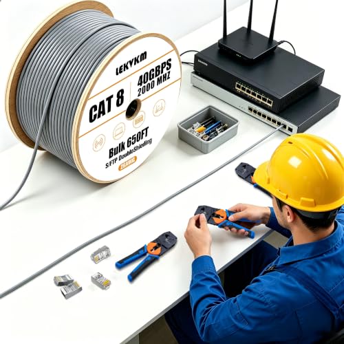 LEKVKM Cat8 Bulk Ethernet Cable, 650FT, White by LEKVKM - Used condition - Image 2