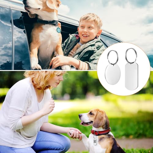 30 Stück Blanko-Hundemarken, personalisierbar, Namensschilder für Haustier-Katzen, Edelstahl-ID-Haustier-Halsbandanhänger, Metall-Schlüsselrohlinge, Schlüsselbeschriftungsanhänger für DIY-Set-Anhänger