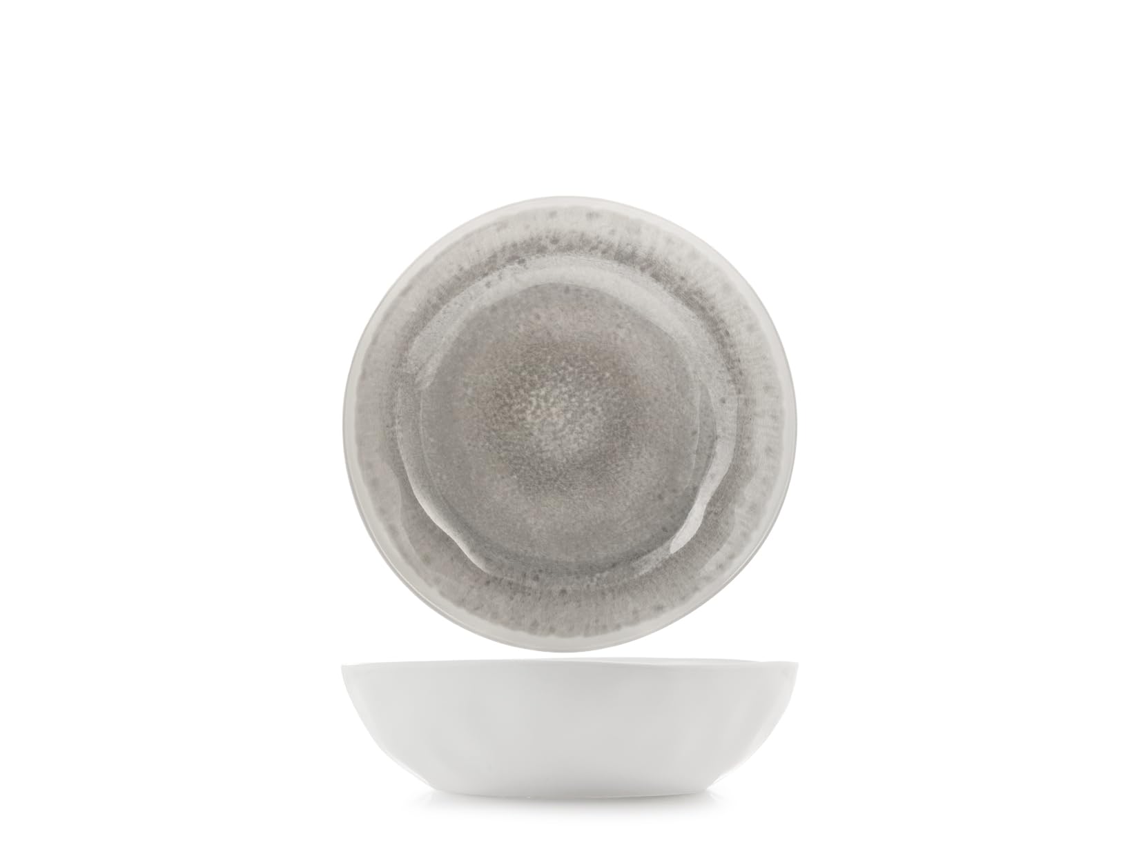 H&H Set 6 Piatti Fondi Selene in Melamina Effetto Reactive Grigio Ø19 cm – Resistenti e Leggeri, Lavabili in Lavastoviglie, Ideali per Minestre, Pasta e Uso Quotidiano