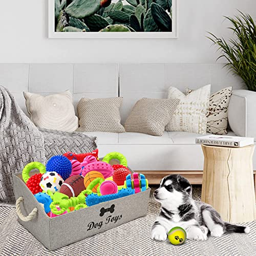 Image of Morezi Large Dog Toy bin Puppy Shallow Toy Baskets - Perfect for Collapsible Bin for Living Room, Playroom, Closet, Home Organization - Light Brown - Rectangle - Dog