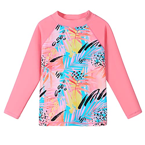 Image of Girls Two Piece Swimsuit Long Sleeve Floral Bathing Suit UPF 50+ Summer Beach Swimwear