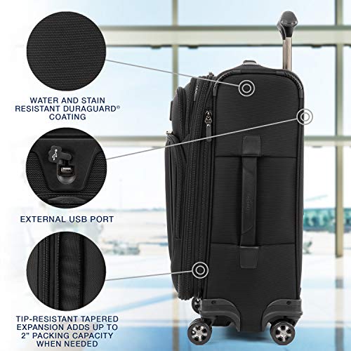 Travelpro Crew Versapack-Softside Expandable Spinner Wheel Luggage, Jet Black, Carry-On 21-Inch