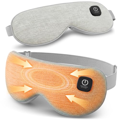 REFDAQ Cordless Heated Eye Mask with 1500mAh Large Battery, 4 Heat Levels & 100% Blackout for Dry...