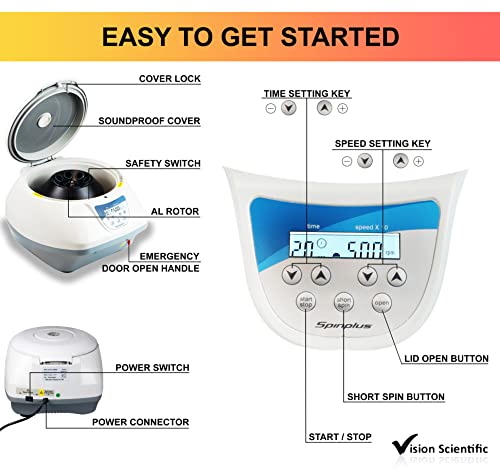 Vision Scientific Vs-Tc-Spinplus-8 Digital Bench-Top Centrifuge | 400-5000Rpm (Max. 3074Xg) | Lcd Display | Capacity: 8 X 15Ml #TOP1