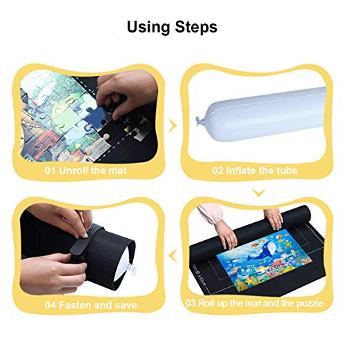 Quebra-cabeça de enrolar tapete de feltro de armazenamento protetor de quebra-cabeça com tubo infláv
