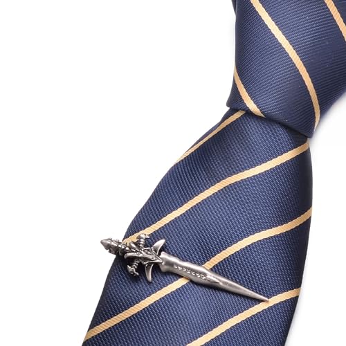 Image of 2Pcs Tie Clip Set for Men Unique Silver Gold Black Tie Clip Personalized Tie Bar Clip Fathers Day Birthday Wedding Jewelry