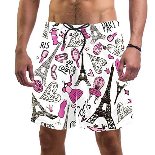 Short de bain homme anti irritation Yuzheng imprimé Tour Eiffel de plage