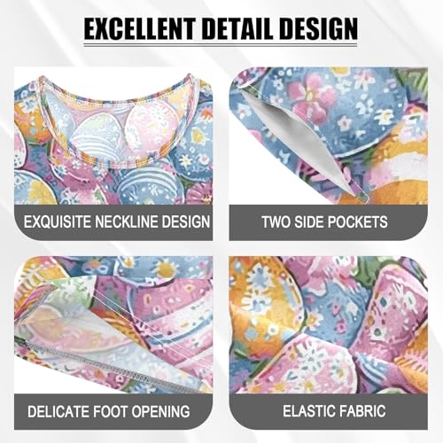 ALAZA Color Easter Egg Pajamas Set Short Sleeve Cotton Sleepwear Summer Pjs 2 Piece 5-14Y4
