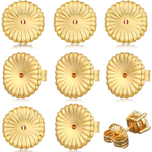 Formulen 8Pieces Earring Backs for Droopy Ears, Large Earring Backs Replacements for Studs Secure Locking Earring Lifters for Heavy Earring (Gold,9mm) by Formulen - Used condition - US$11.07