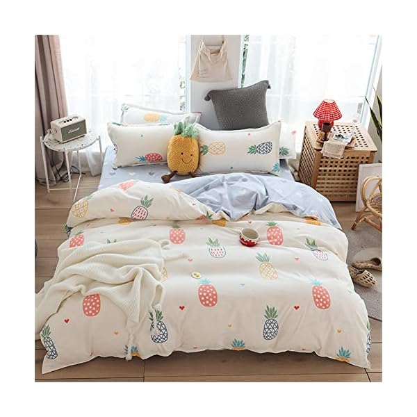 Meiju Beddengoedset 3 stuks, fruitprint, gewatteerde dekbedovertrekken en 2 kussenslopen. Eenpersoons, tweepersoons…