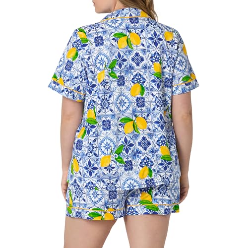 Image of Bed Head PJs Womens Matching Pajamas - Soft Organic Short Sleeve Button Down PJ Shirt & Shorts Set - Sleepwear & Loungewear