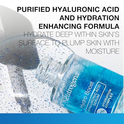 Neutrogena Hydro Boost Hyaluronic Acid Serum for Face & Neck, Lightweight Daily Hydrating Serum with Hyaluronic Acid for Dry Skin, Oil-Free,
