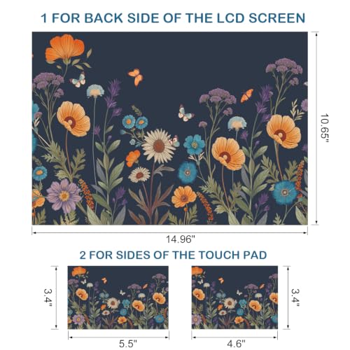 Image of DINKY 13 13.3 14 15.4 15.6 Inches Laptop Skin Sticker Decal Netbook Skin Sticker,15.6 inch Flora Universal Reusable Notebook Art Decal Protector Cover, Flowers Plants Butterflies