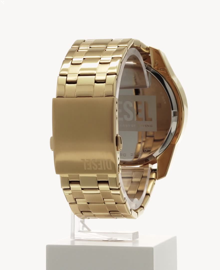 DIESEL Overflow Uhr Für Herren – Quarz-Chronograph Mit Edelstahlgehäuse (55 Mm) & Grauem Zifferblatt – Wasserdicht Bis 100 M – Mit Rotem Silikonarmband – Sportlich & Robust