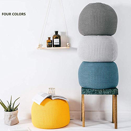 Pouf repose-pieds gris foncé 44x33 cm tricoté main lavable - 3