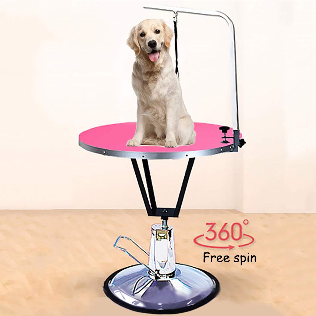 Haustierpflegetisch Leichtes Hunde- und Katzenbadebett Zuhause Verstellbarer, hydraulisch anhebbarer runder Pflegetisch Haustierdusche und Badezubehör (Farbe: A, Größe: 75–85 cm)