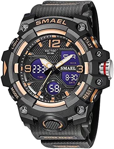 SMAEL Men's Military Waterproof Sports Watch Date Multifunction LED Alarm Stopwatch Digital Watch for Men