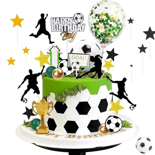 KAYEF 26 pieces decoracion tarta futbol, topper feliz cumpleaños futbol, football birthday hat cake hat birthday, football cake decorations character cake hat boy birthday party