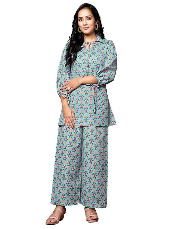 Leriya Fashion Women Rayon Printed Regular Kurta Set (Lf-K-W1704&Tr797_Green_L)