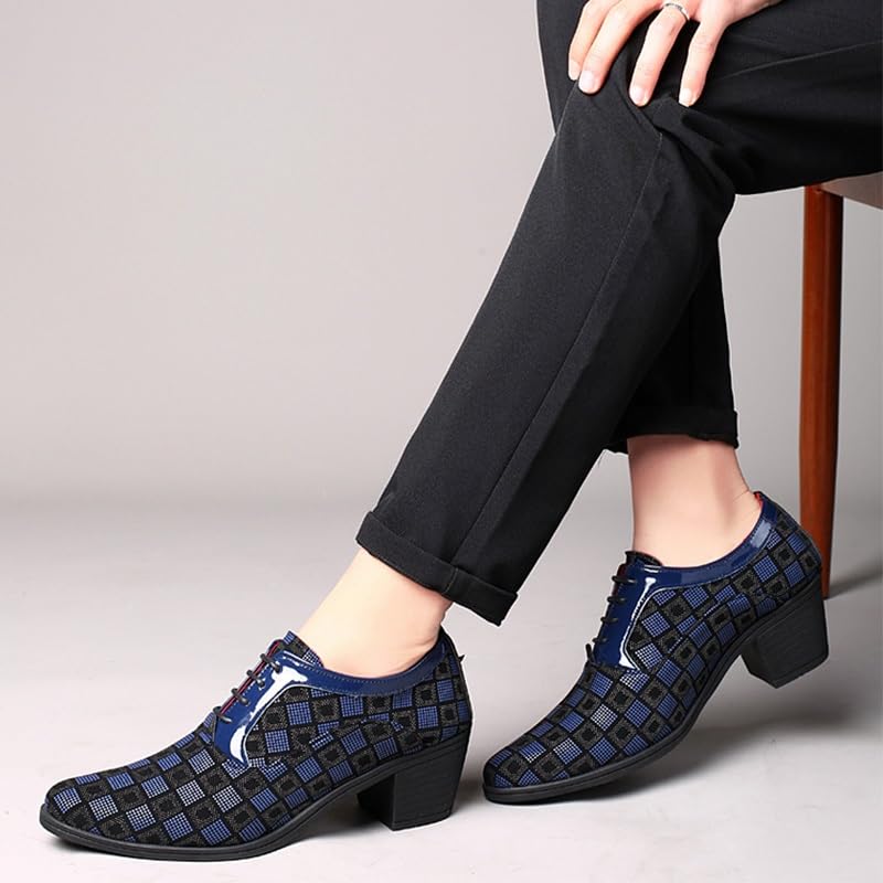Men's Breathable Dress Shoes Casual Oxford Lace-Up Comfortable Fashion High Heels Business Formal Derby Shoes3