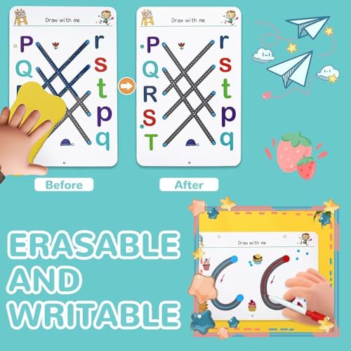 Image of RECLUSE Connecting Dots Mindfulness Learning Workbook for Kids Reusable Writing Practice Book Brain Development,Attention Building,Dot-Dot Activity Book with Pens & Ring Set Preschool Educational Toy