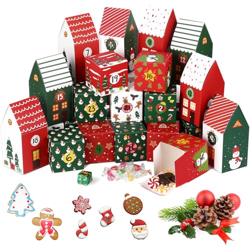 Watersay 24 Empty Advent Calendar Boxes to Fill 2025 Christmas Advent Calendar Boxes DIY Christmas Advent Countdown Gift Boxes for Boys Girls Adults Party Favor