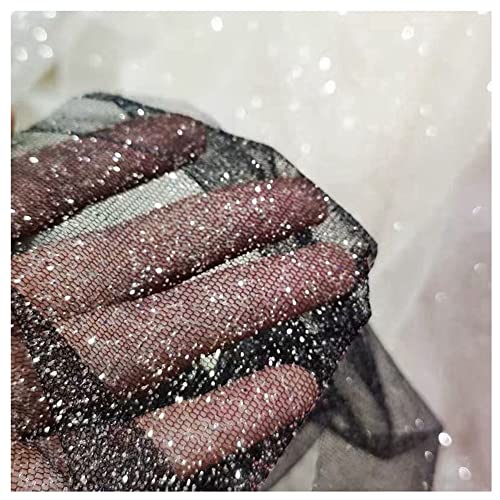 SHTGOI Tela brillante de 150 cm x 150 cm, tela de tul por metros, tela de encaje de tul, tela de malla brillante, hilo de tul, tela decorativa para manualidades, vestido de boda, fondo de fotografía,