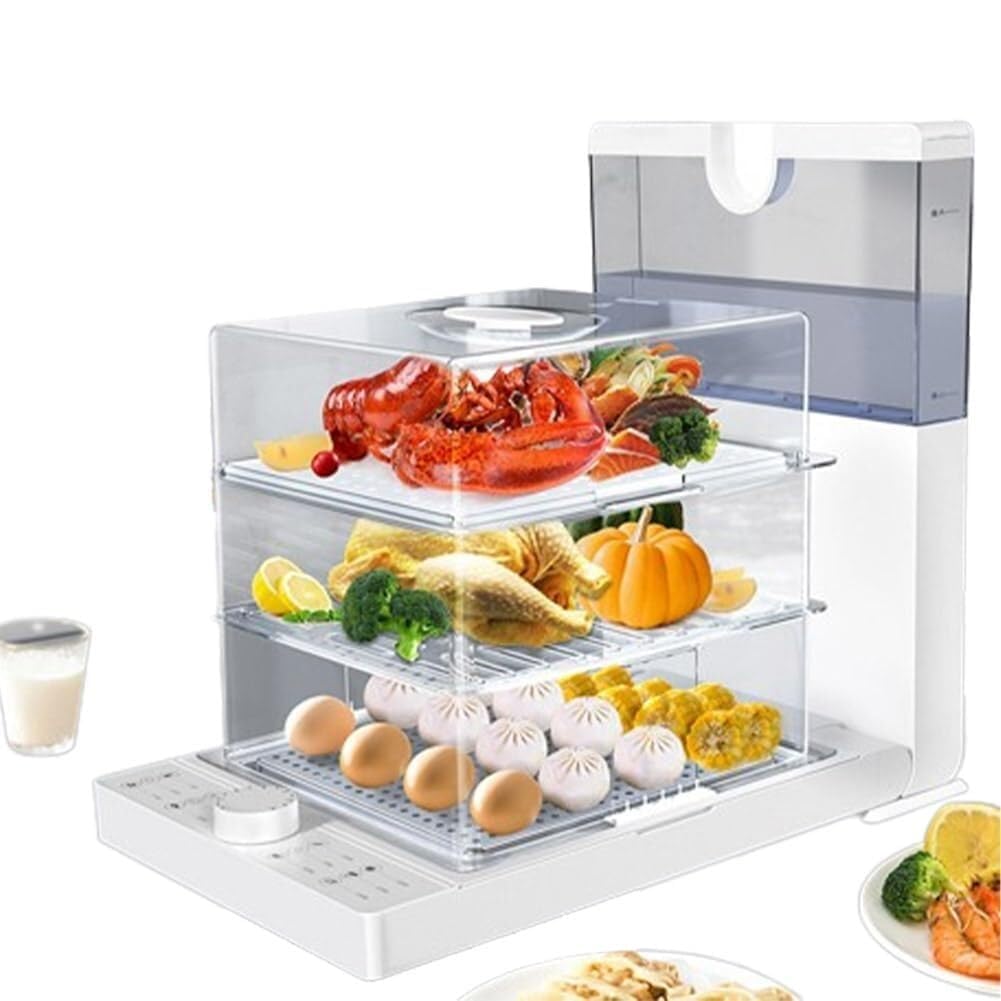 Vaporiera per Verdure 1500 W - Vaporiera Digitale A 3 Livelli con capacità di 18,8 L - Spegnimento Automatico E Timer da 60 Minuti - Vaporiera Elettrica Multifunzione per Cucinare Verdure, Carne