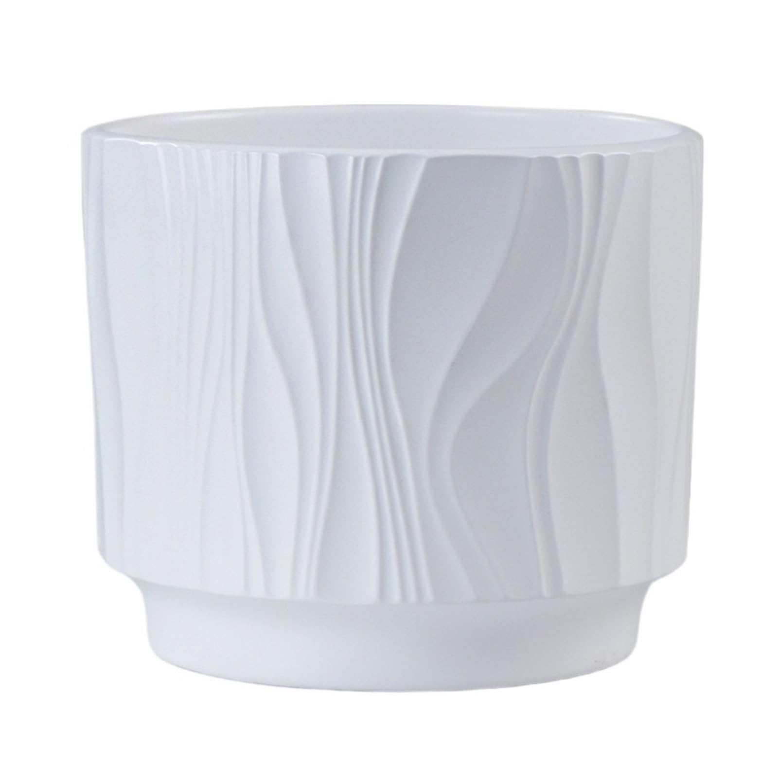 JUAKSQZYI Ceramic Plant Pots with Tray and Drainage Decorative Indoor Planter Modern Tabletop Desk Flower Pots(White)
