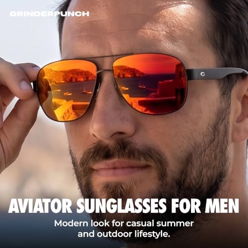 Image of grinderPUNCH Polarized Aviator Sunglasses Men Women Retro Vintage Square Pilot Sun Glasses UV400 Protection