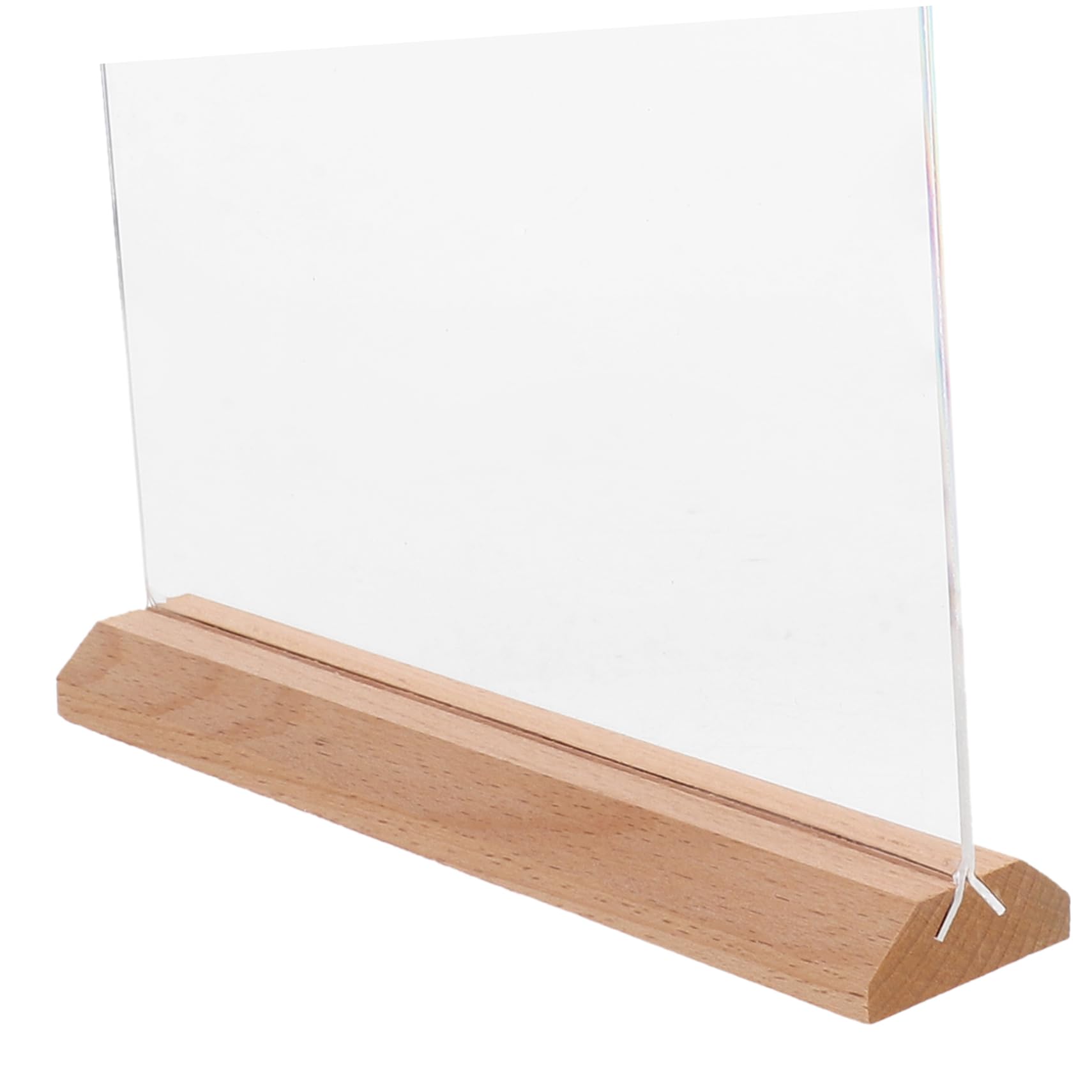 SHINEOFI 2piezas Soporte De Menú Acrílico Doble Cara Con Base De Madera Expositor Para Mesas Soporte Para Carteles Para Restaurantes y
