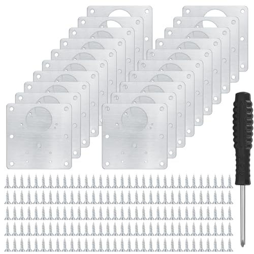 20 Piastra Riparazione Cerniera Armadio con 160 Viti e Cacciavite, Clip Riparazione Cerniera Vite Foro, Piastra Cerniera Mobile per Finestra - Set di Riparazione per Mobili e Finestre