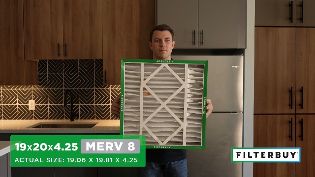 Image of Filterbuy 19x20x5 Air Filter MERV 8 Essential Dust & Allergy Defense (2-Pack), Pleated HVAC AC Furnace Filters for Bryant, Carrier, BDP, Day & Night, and Payne (Actual Size: 19.06 x 19.81 x 4.25)