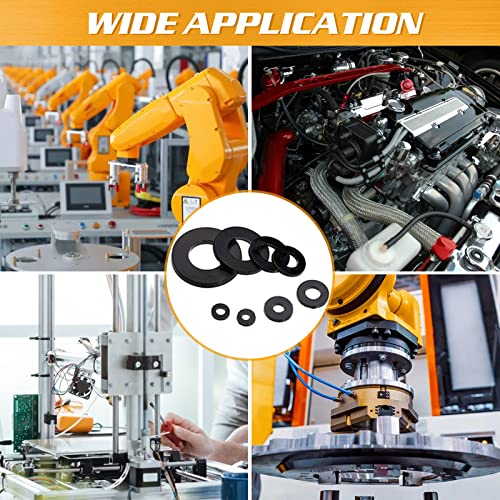 Urlwall 500Pcs Nylon Flat Washer Assortment Set, Washers Metric Sealing Spacer Gasket Ring Washers Set, 8 Sizes - M2, M2.5, M3, M4, M5, M6, M8, M10 (Black) #TOP6