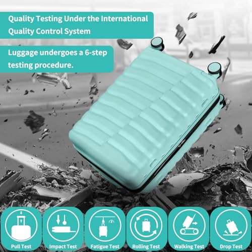 5-Piece Luggage Set, Lightweight ABS+PC Hard Shell Suitcase with YKK Zipper & TSA Lock for Family, MInt Green, 14in/18in/20in/24in/28in - Image 4