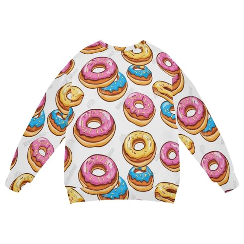 JUNZAN Cute Colorful Cartoon Donuts Pink Little Kids Sweatshirts Hoodies Crewneck Sweatshirt With Hoodie Party 4T2