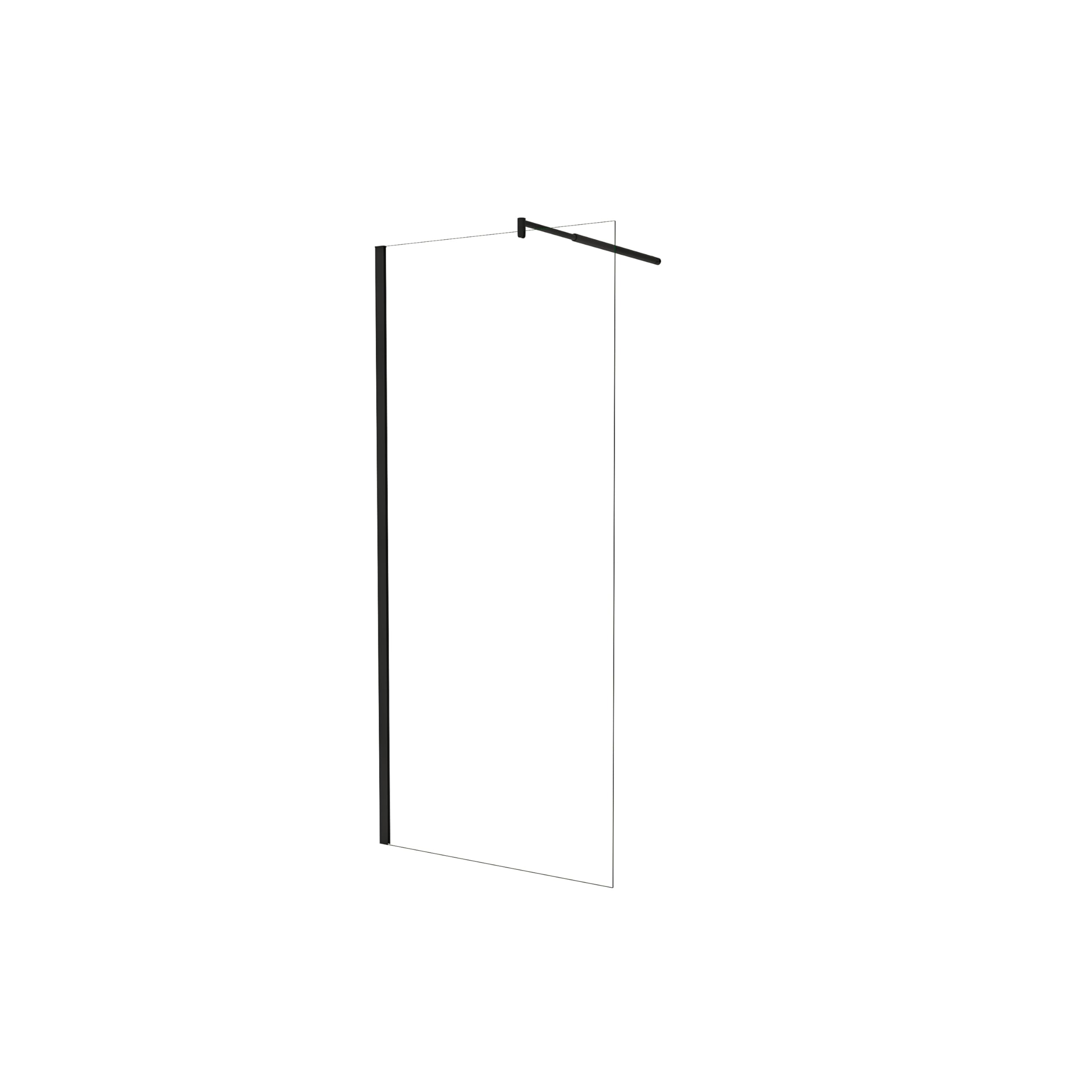 AICA Walk in Mampara de ducha frontal 1 hoja sin marco exterior, Cristal templado antical 5mm con Barra 70-120cm,Perfil Negro Mate,(680-700) x1900mm